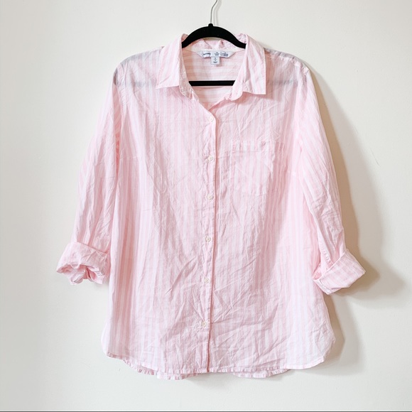 Pink + White Striped Button Down // Old Navy